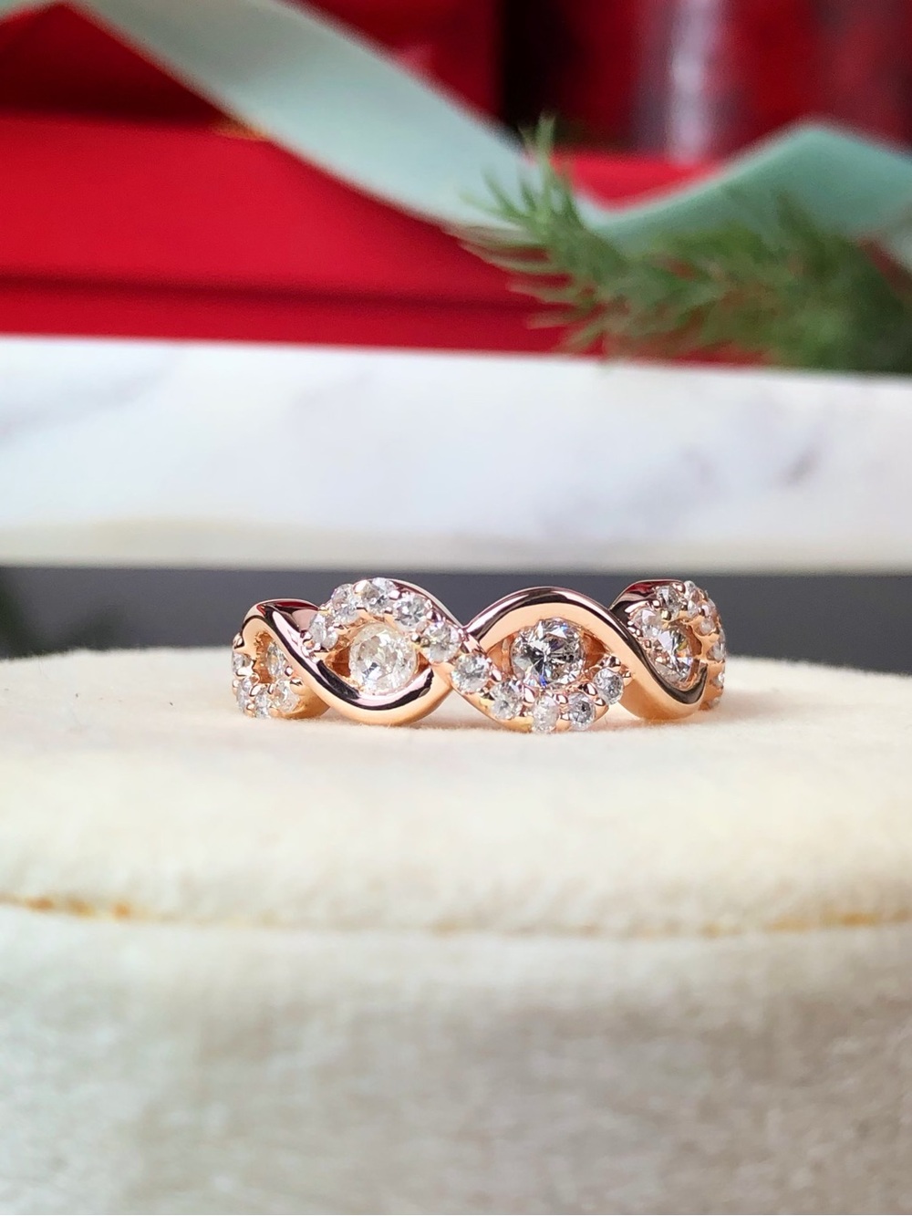 Rose Gold Infinity Diamond Accent Ring - Women Jewelry